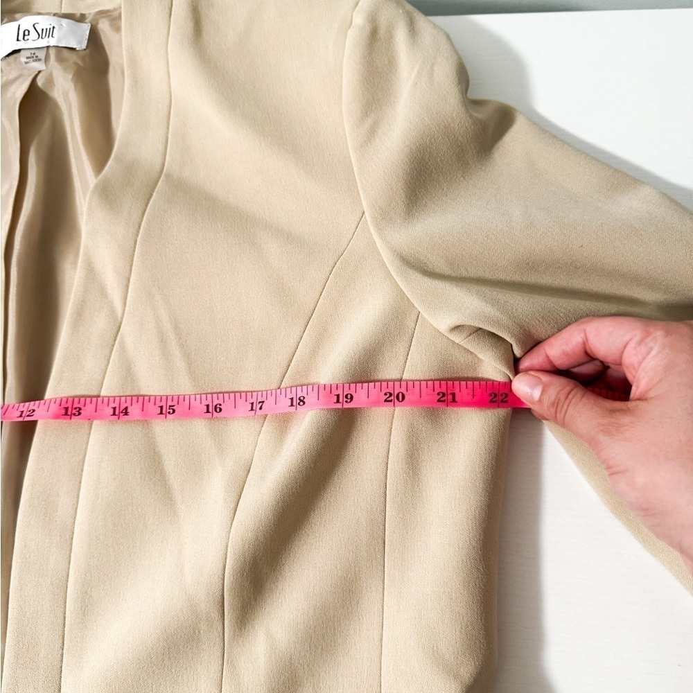 NWT Le Suit Sheath Dress | Open Front Jacket | 2 Piece Set | Size 14 plus | Tan - Picture 15 of 16